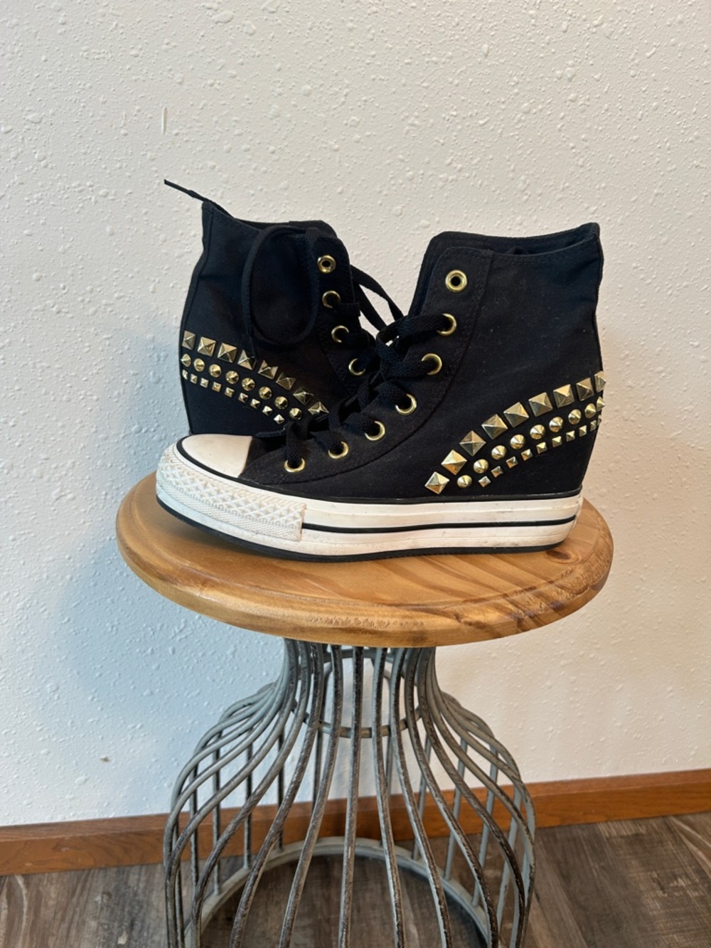 Black High-Top Wedge Sneakers - Stylish Platform Women’s Wedges